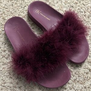 INC International Concepts Purple Faux Fur Slippers